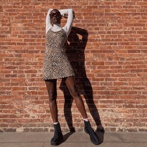 Outdoor Voices Exercise Dress Leopard Built-In Shorts Pockets Medium